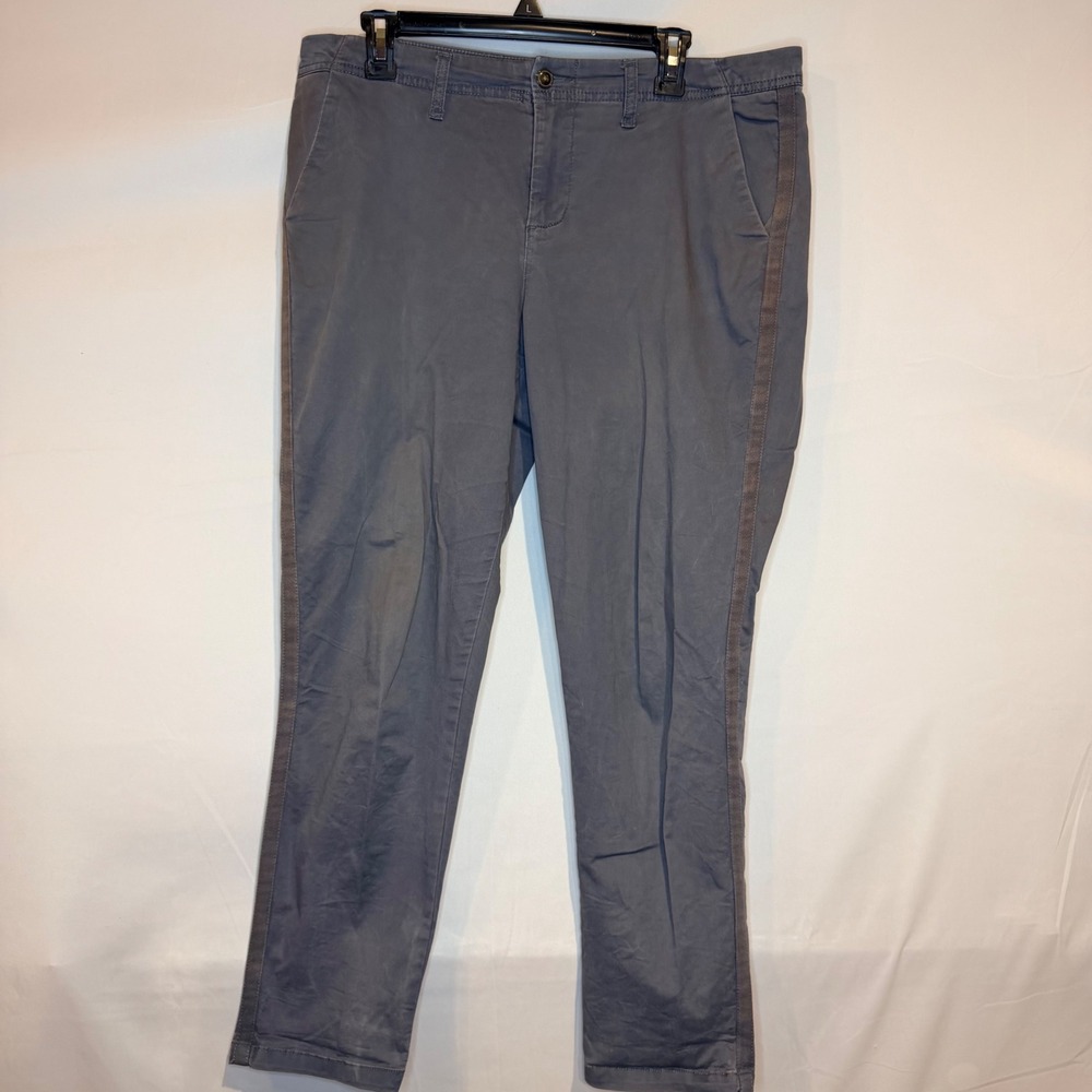 Maurices Gray Chino Pants Women Size 12 Textured Side Stripe Trousers
